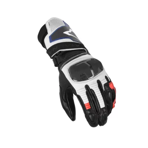 Mănuși de piele sport perforate Macna Thandor negru/alb/roșu