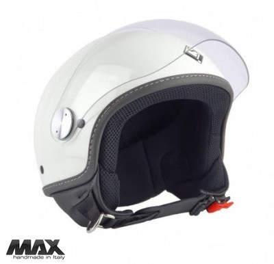 Casca Max Helmets DJ06 LS 7.9 negru/alb lucios - 100% MADE IN ITALY - Alb lucios