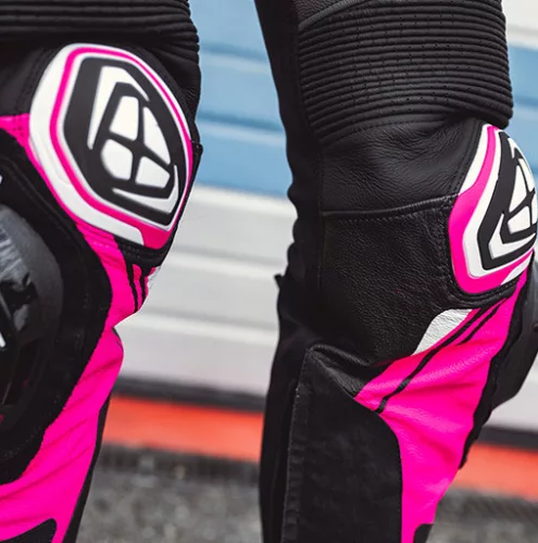 Pantaloni dama piele Racing Ixon vara Vortex 3 LS negru/roz/alb