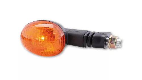 Semnalizator Highsider mini oval cu bec 10 W, filet M10, corp negru, dispersor portocaliu (pereche)