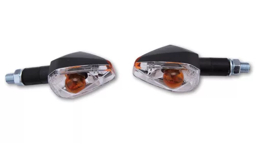 Semnalizator Highsider Big Peak cu bec, corp negru, dispersor transparent, față și spate (pereche)