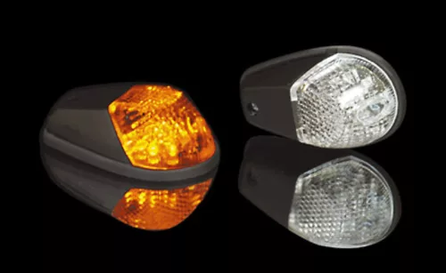 Semnalizator de carenaj Highsider LED, corp negru, dispersor transparent, față și spate (pereche)