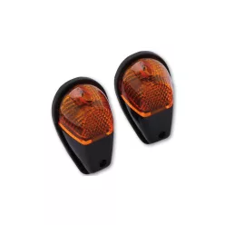   Semnalizator de carenaj Highsider cu bec, corp negru, dispersor portocaliu, față (pereche)