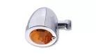 Semnalizator Highsider Bullet Flat cu bec, corp crom, dispersor portocaliu, față și spate (bucată)