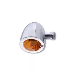   Semnalizator Highsider Bullet Flat cu bec, corp crom, dispersor portocaliu, față și spate (bucată)