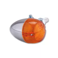   Semnalizator Highsider Bullet Light cu bec, corp argintiu, dispersor portocaliu, față și spate (bucată)