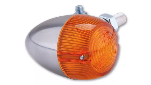 Semnalizator Highsider Bullet Light cu bec, corp argintiu, dispersor portocaliu, față și spate (bucată)