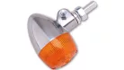 Semnalizator Highsider Bullet Light cu bec, corp argintiu, dispersor portocaliu, față și spate (bucată)