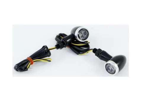 Set-semnal-universal-LED-Bullet-negru-cu-inel-crom-geam-transparent
