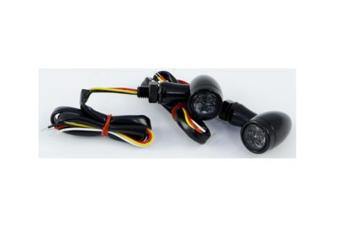 Set-semnal-universal-LED-Bullet-negru-cu-inel-negru-geam-fumuriu