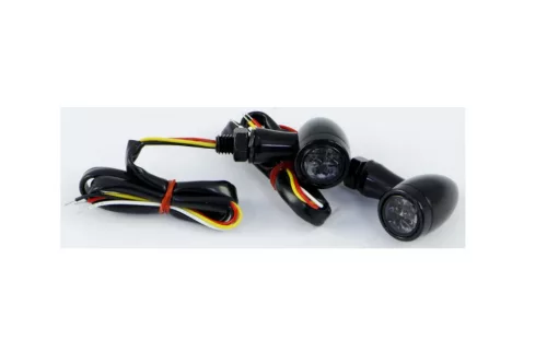 Set-semnal-universal-LED-Bullet-negru-cu-inel-negru-geam-fumuriu