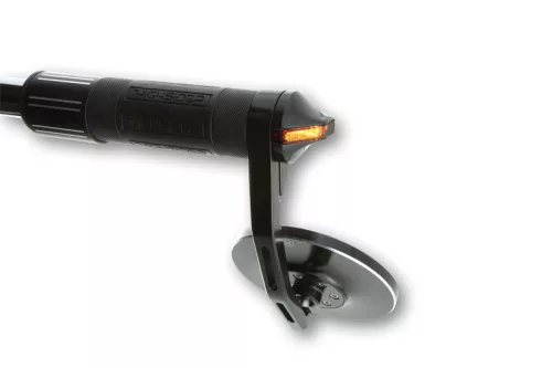 Semnalizator capăt de ghidon Highsider Stealth-X Flight LED, negru, dispersor fumuriu (pereche)