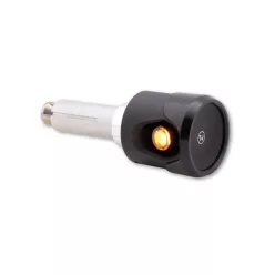   Semnalizator capăt de ghidon Highsider Akron-Flash LED, corp negru, dispersor portocaliu, față (pereche)
