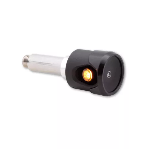 Semnalizator capăt de ghidon Highsider Akron-Flash LED, corp negru, dispersor portocaliu, față (pereche)