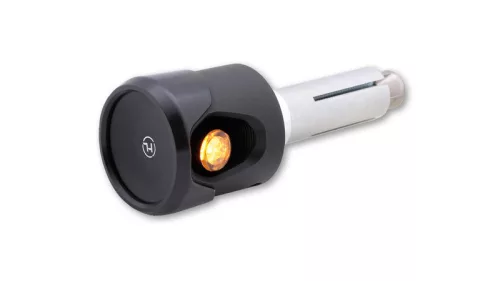 Semnalizator capăt de ghidon Highsider Akron-Flash LED cu lumină de poziție 2 în 1, negru/portocaliu (pereche)