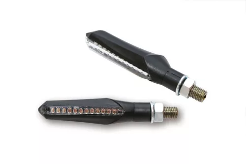 Semnalizator Highsider Run LED secvențial, corp negru, dispersor fumuriu, față și spate (pereche)