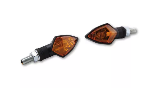 Semnalizator Highsider Rock mini cu bec, corp negru, dispersor portocaliu, față și spate (pereche)