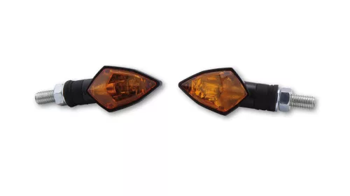 Semnalizator Highsider Rock mini cu bec, corp negru, dispersor portocaliu, față și spate (pereche)