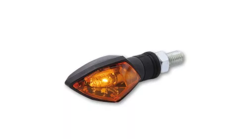 Semnalizator Highsider Rock mini cu bec, corp negru, dispersor portocaliu, față și spate (pereche)