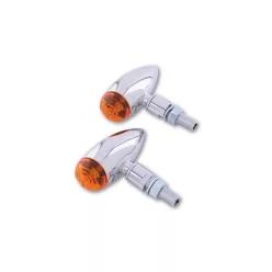   Semnalizator Highsider Micro-Bullet cu bec, corp aluminiu crom, dispersor portocaliu, omologat E (pereche)