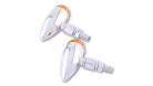 Semnalizator Highsider Micro-Bullet cu bec, corp aluminiu crom, dispersor portocaliu, omologat E (pereche)