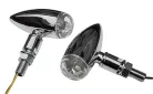 Semnalizator Highsider Micro-Bullet LED, corp crom, dispersor transparent, față și spate (pereche)