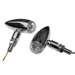   Semnalizator Highsider Micro-Bullet LED, corp crom, dispersor transparent, față și spate (pereche)