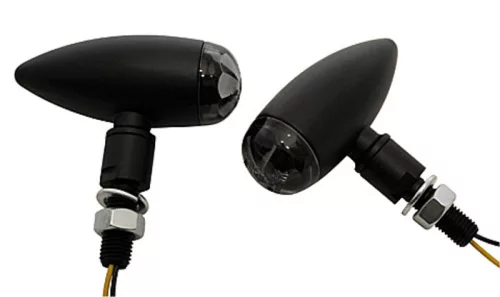 Semnalizator Highsider Micro-Bullet LED, corp negru, dispersor transparent, față și spate (pereche)