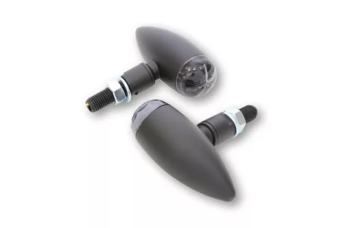 Semnalizator Highsider Micro-Bullet LED, corp negru, dispersor transparent, față și spate (pereche)