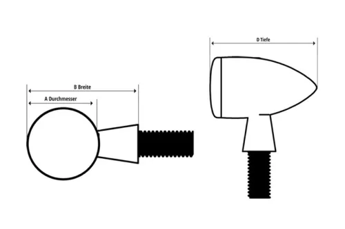 Semnalizator Highsider Micro-Bullet LED, corp negru, dispersor transparent, față și spate (pereche)