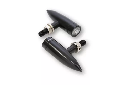 Semnalizator Highsider Mono Bullet LED, corp negru, dispersor transparent, față și spate (pereche)