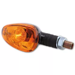   Semnalizator Highsider Little Duke mini cu bec, corp negru, dispersor portocaliu, față și spate (pereche)