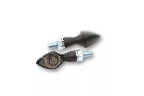 Semnalizator Highsider Pen Head LED, corp negru, dispersor fumuriu, față și spate (pereche)