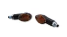 Semnalizator Highsider Cateye mini cu bec, tijă scurtă, corp negru, dispersor fumuriu (pereche)
