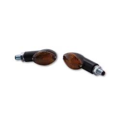   Semnalizator Highsider Cateye mini cu bec, tijă scurtă, corp negru, dispersor fumuriu (pereche)