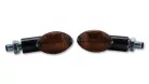 Semnalizator Highsider Cateye mini cu bec, tijă medie, corp negru, dispersor fumuriu (pereche)