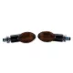 Semnalizator Highsider Cateye mini cu bec, tijă medie, corp negru, dispersor fumuriu (pereche)