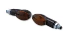 Semnalizator Highsider Cateye mini cu bec, tijă medie, corp negru, dispersor fumuriu (pereche)