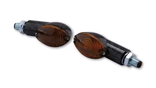 Semnalizator Highsider Cateye mini cu bec, tijă medie, corp negru, dispersor fumuriu (pereche)