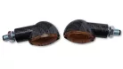 Semnalizator Highsider Cateye mini cu bec, tijă medie, corp negru, dispersor fumuriu (pereche)