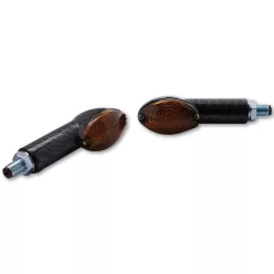   Semnalizator Highsider Cateye mini cu bec, corp carbon, dispersor fumuriu, față și spate (pereche)