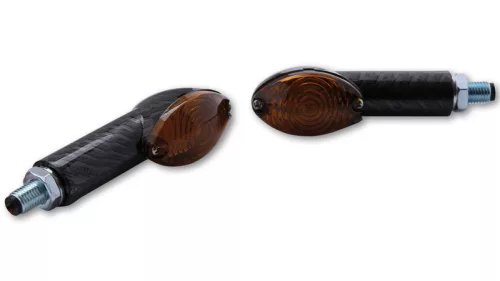 Semnalizator Highsider Cateye mini cu bec, corp carbon, dispersor fumuriu, față și spate (pereche)