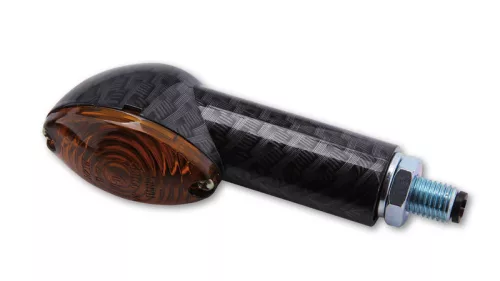 Semnalizator Highsider Cateye mini cu bec, corp carbon, dispersor fumuriu, față și spate (pereche)