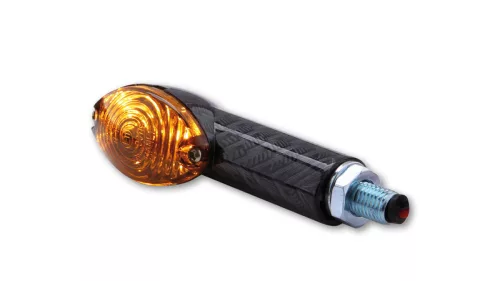 Semnalizator Highsider Cateye mini cu bec, corp carbon, dispersor fumuriu, față și spate (pereche)
