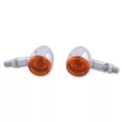   Semnalizator Highsider Bullet Light cu bec, corp crom, dispersor portocaliu, față și spate (pereche)