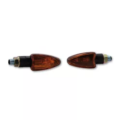   Semnalizator Highsider Arrow mini cu bec, tijă scurtă 17 mm, corp negru, dispersor portocaliu (pereche)