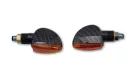 Semnalizator Highsider Arrow mini cu bec, tijă scurtă 17 mm, corp carbon, dispersor portocaliu (pereche)