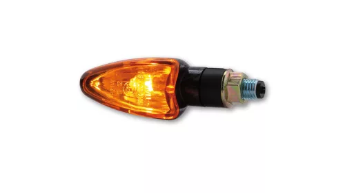 Semnalizator Highsider Arrow mini cu bec, tijă scurtă 17 mm, corp carbon, dispersor portocaliu (pereche)