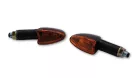 Semnalizator Highsider Arrow mini cu bec, tijă lungă 38 mm, corp negru, dispersor portocaliu (pereche)
