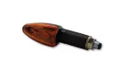 Semnalizator Highsider Arrow mini cu bec, tijă lungă 38 mm, corp negru, dispersor portocaliu (pereche)
